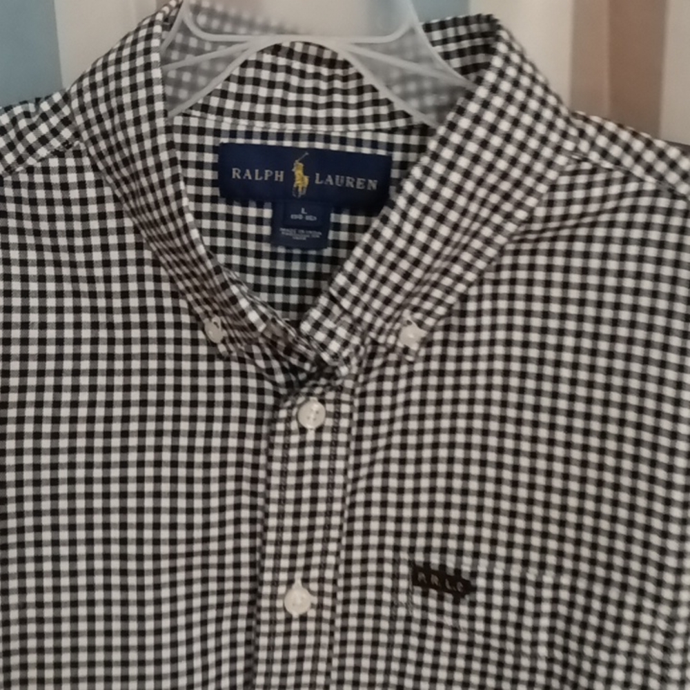 NWOT RALPH LAUREN boy's black and white long sleeve shirt Size Large 14/16 - Picture 2 of 3